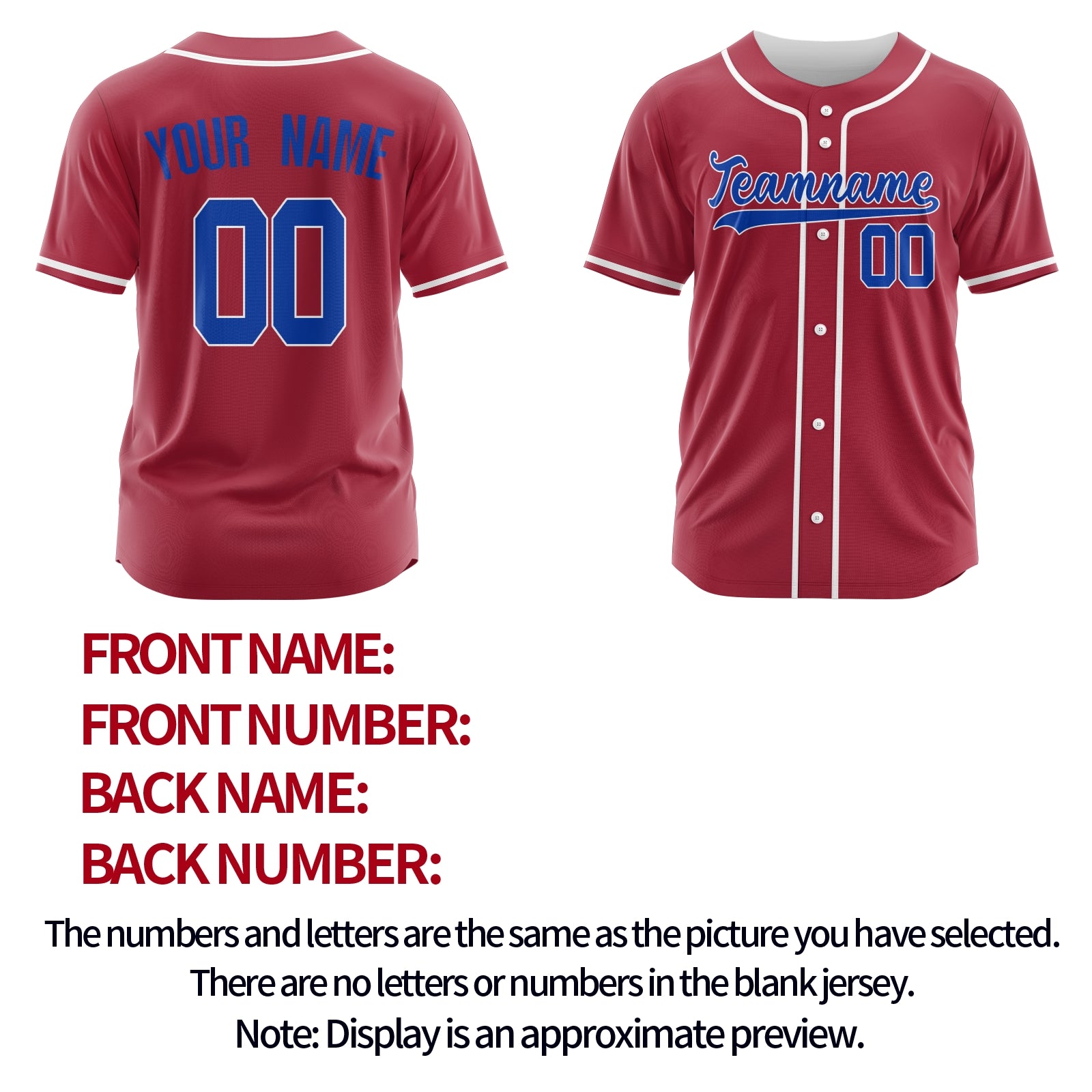 Custom Red Blue-White Authentic Baseball Jersey