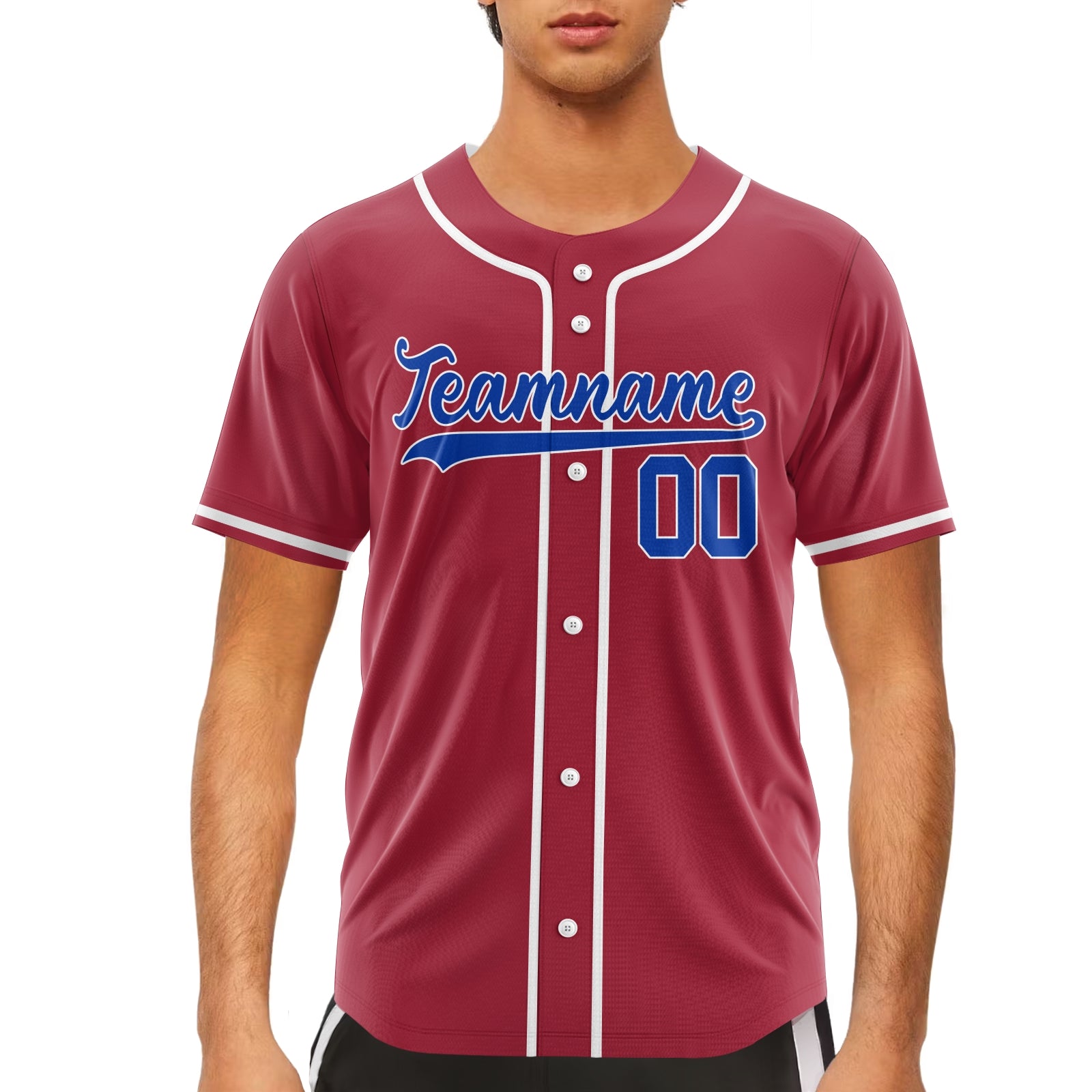 Custom Red Blue-White Authentic Baseball Jersey