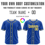 Custom Dark Blue Yellow-White Authentic Baseball Jersey