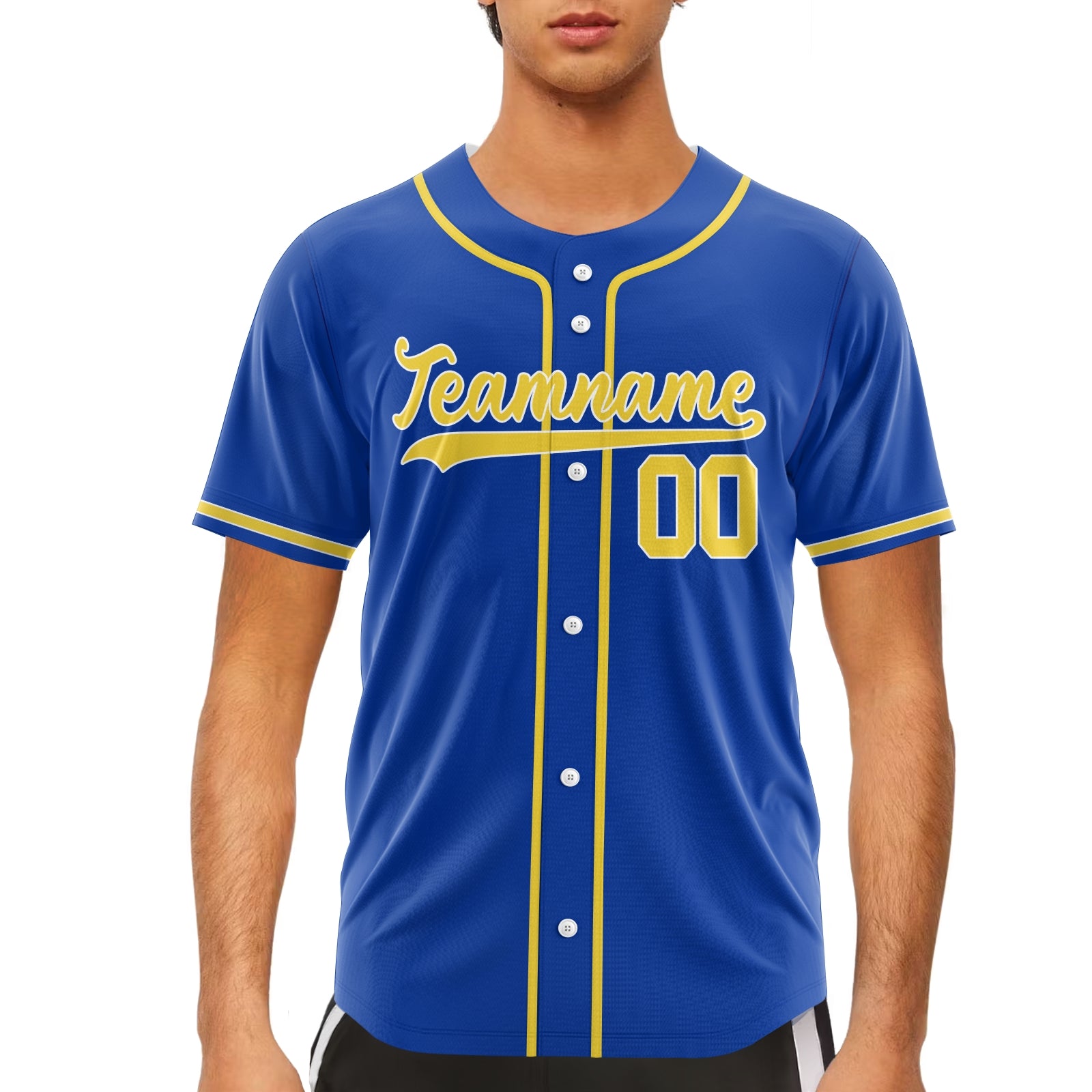 Custom Dark Blue Yellow-White Authentic Baseball Jersey