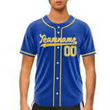 Custom Dark Blue Yellow-White Authentic Baseball Jersey