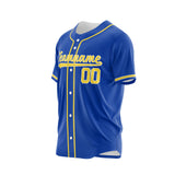 Custom Dark Blue Yellow-White Authentic Baseball Jersey