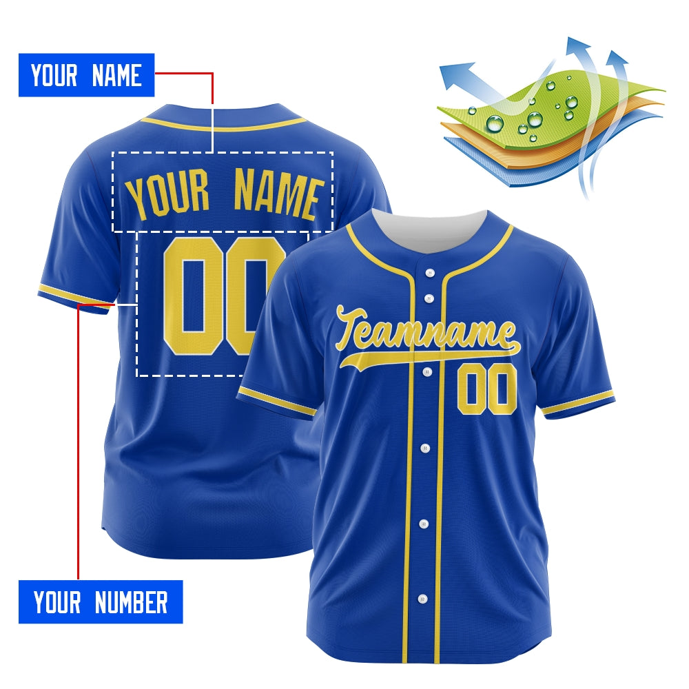 Custom Dark Blue Yellow-White Authentic Baseball Jersey