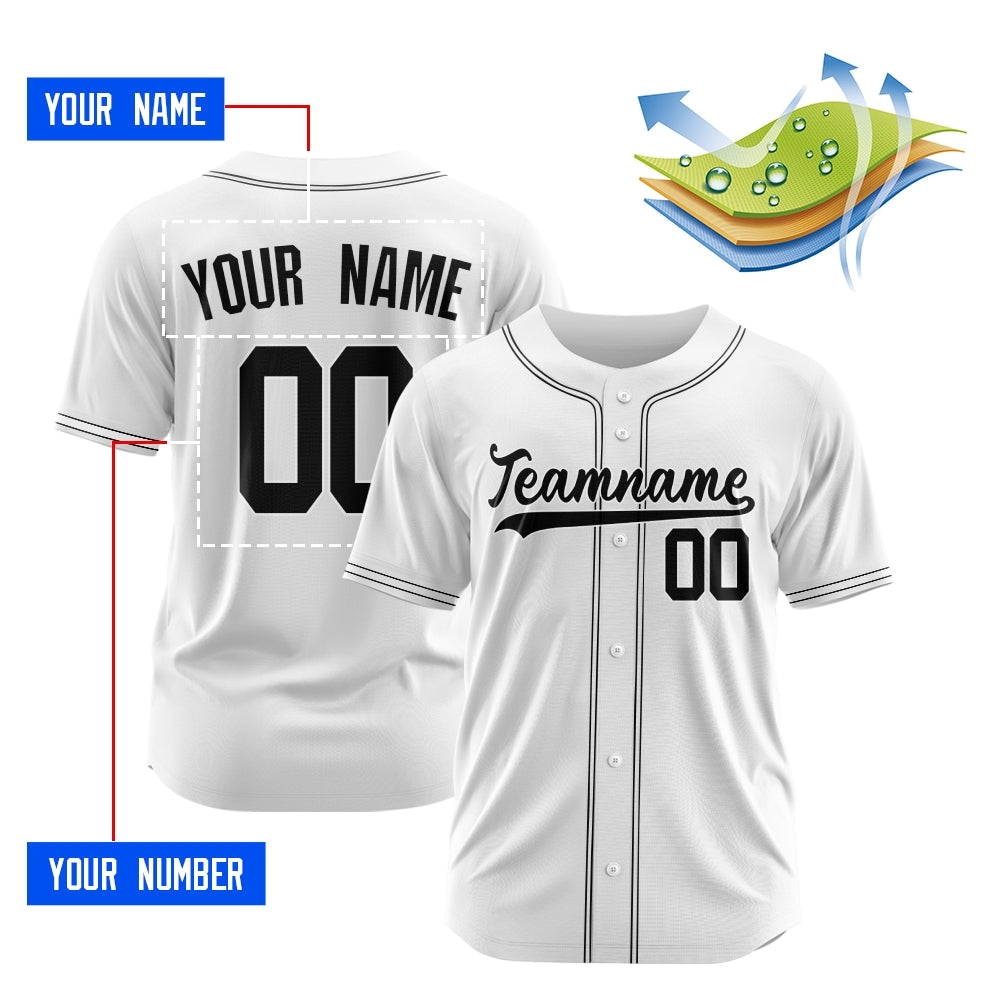 Custom White Blue-White Authentic Baseball Jersey