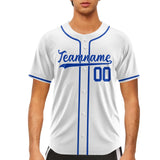 Custom White Blue-White Authentic Baseball Jersey