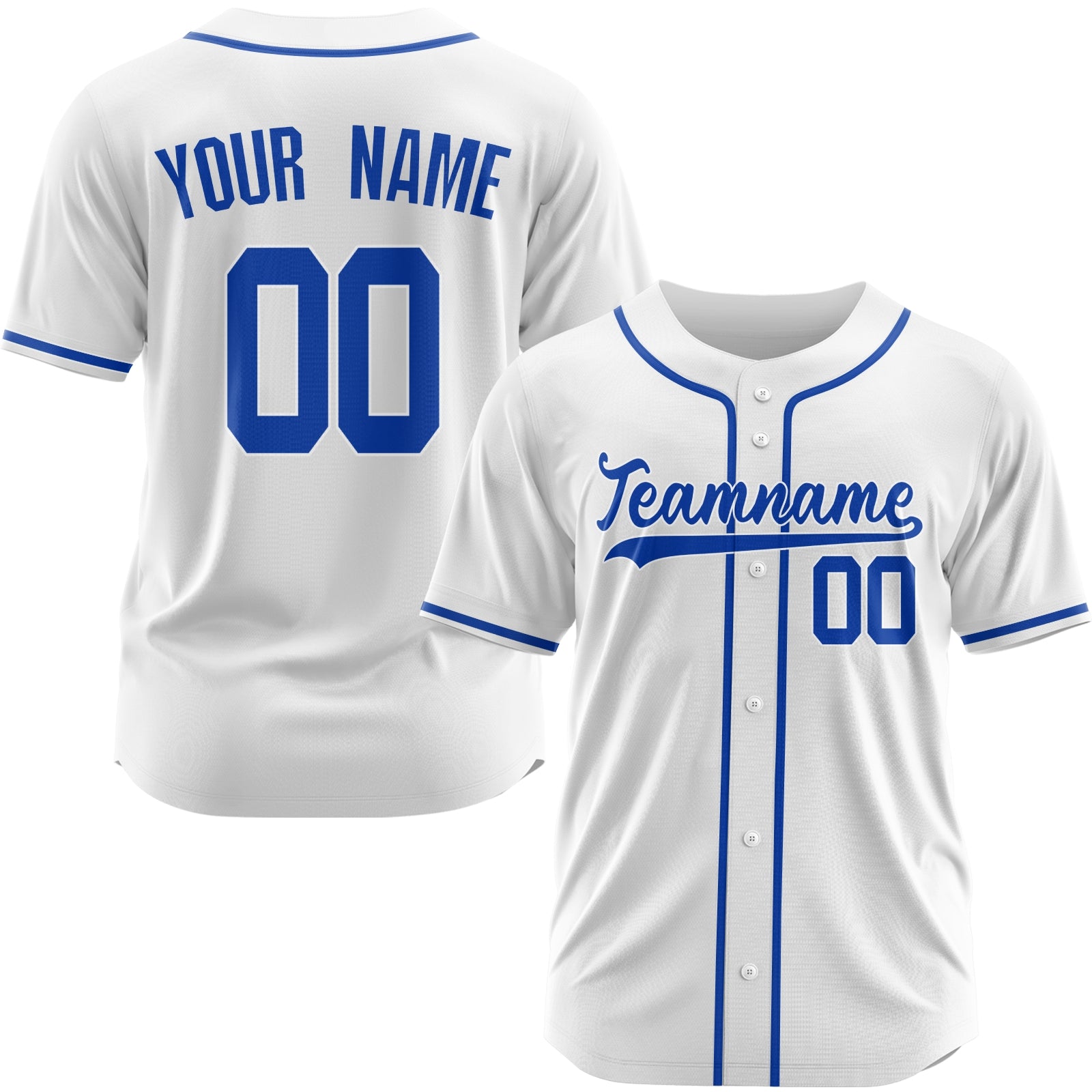 Custom White Blue-White Authentic Baseball Jersey