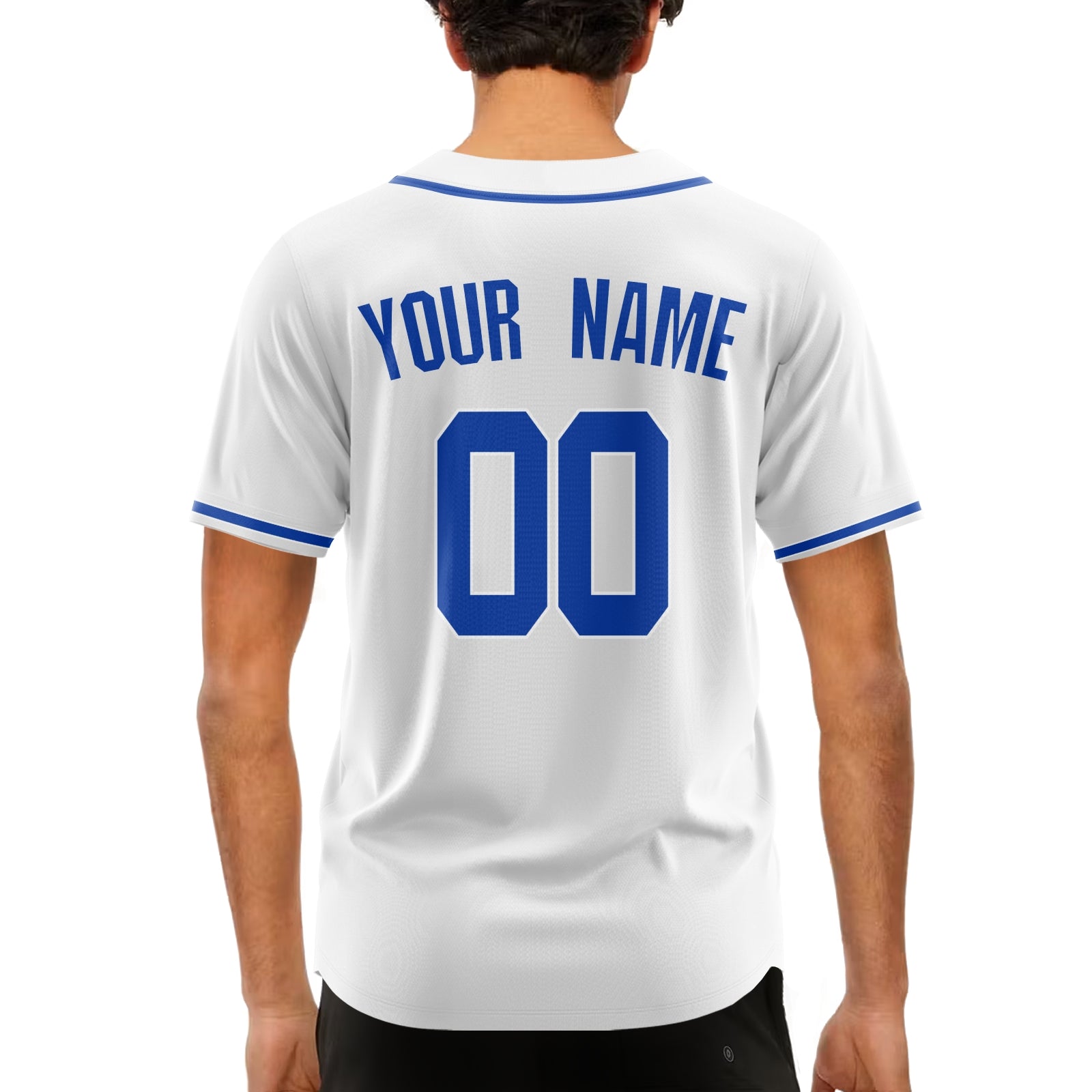 Custom White Blue-White Authentic Baseball Jersey