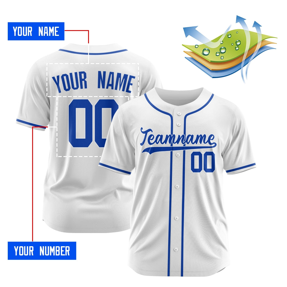 Custom White Blue-White Authentic Baseball Jersey