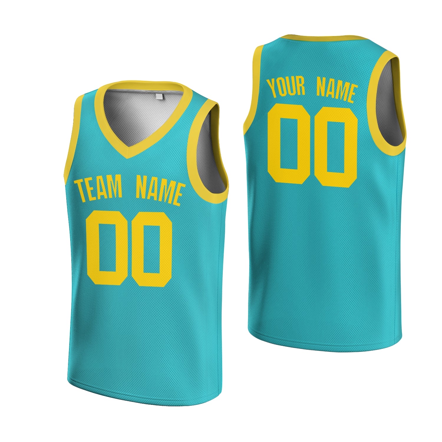 Custom  Green Yellow V-Neck Rib-Knit Basketball Jersey