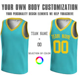 Custom  Green Yellow V-Neck Rib-Knit Basketball Jersey