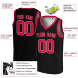 Custom Black Cerise-White V-Neck Basketball Jersey