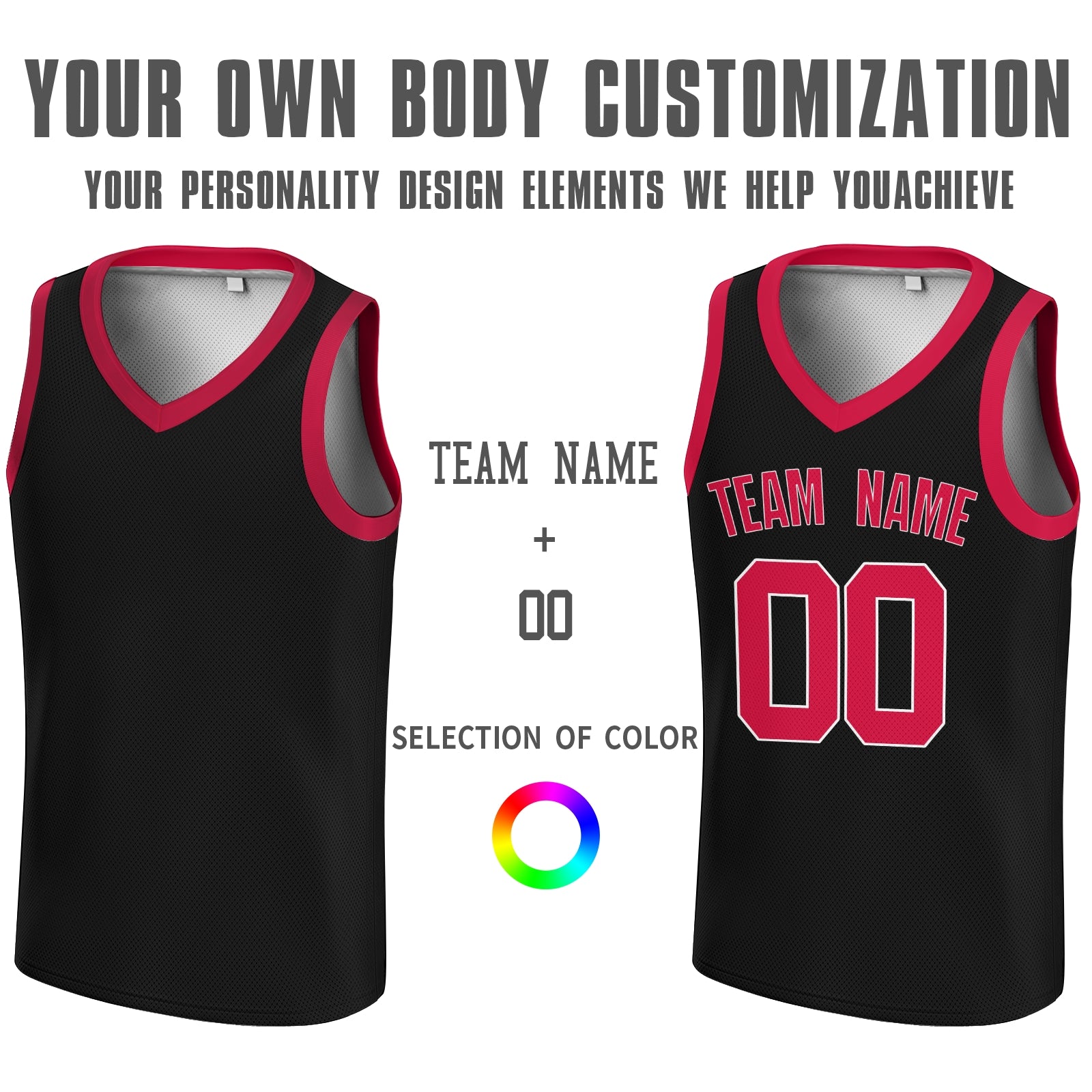 Custom Black Cerise-White V-Neck Basketball Jersey