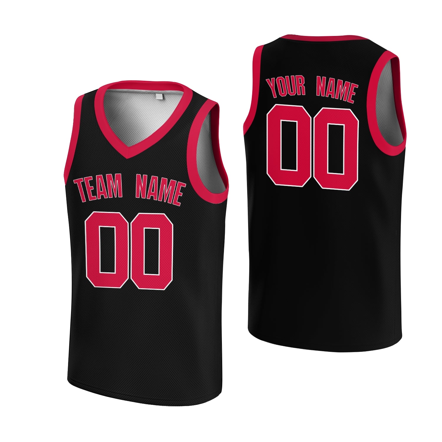 Custom Black Cerise-White V-Neck Basketball Jersey