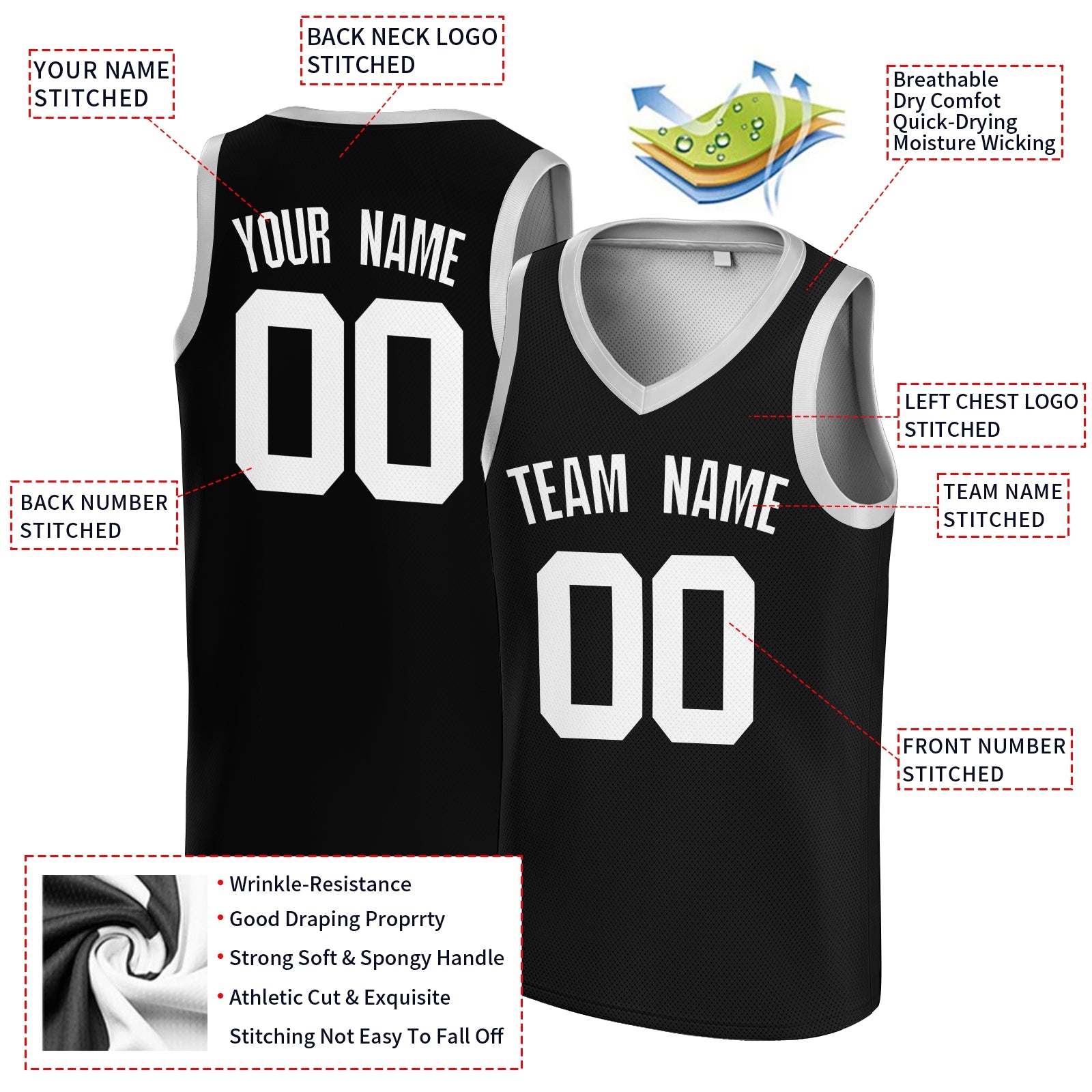 Custom Black Cerise-White V-Neck Basketball Jersey