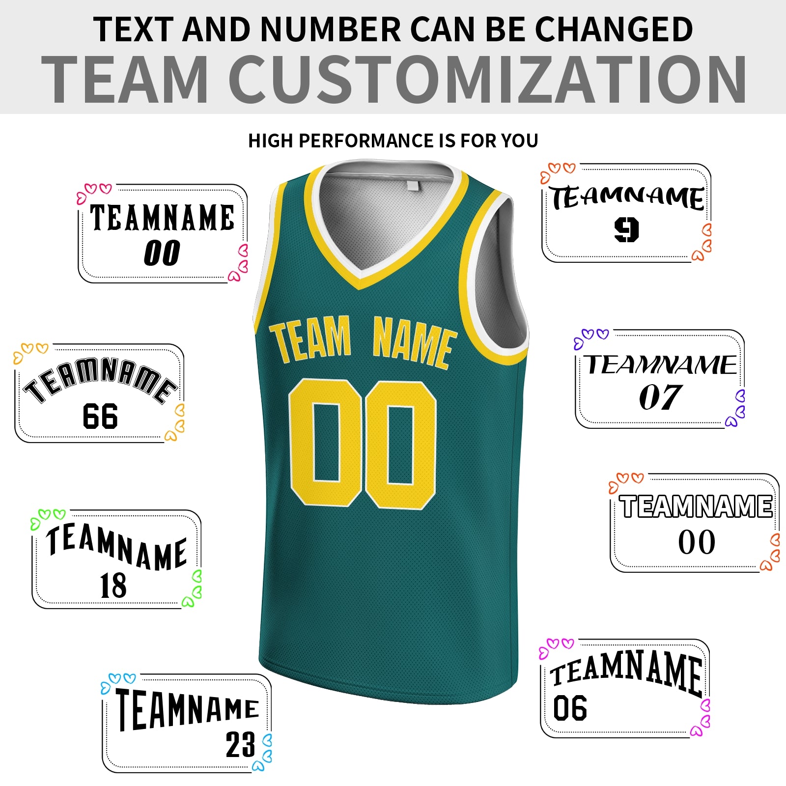 Custom  Blackish Green Yellow-White V-Neck Rib-Knit Basketball Jersey