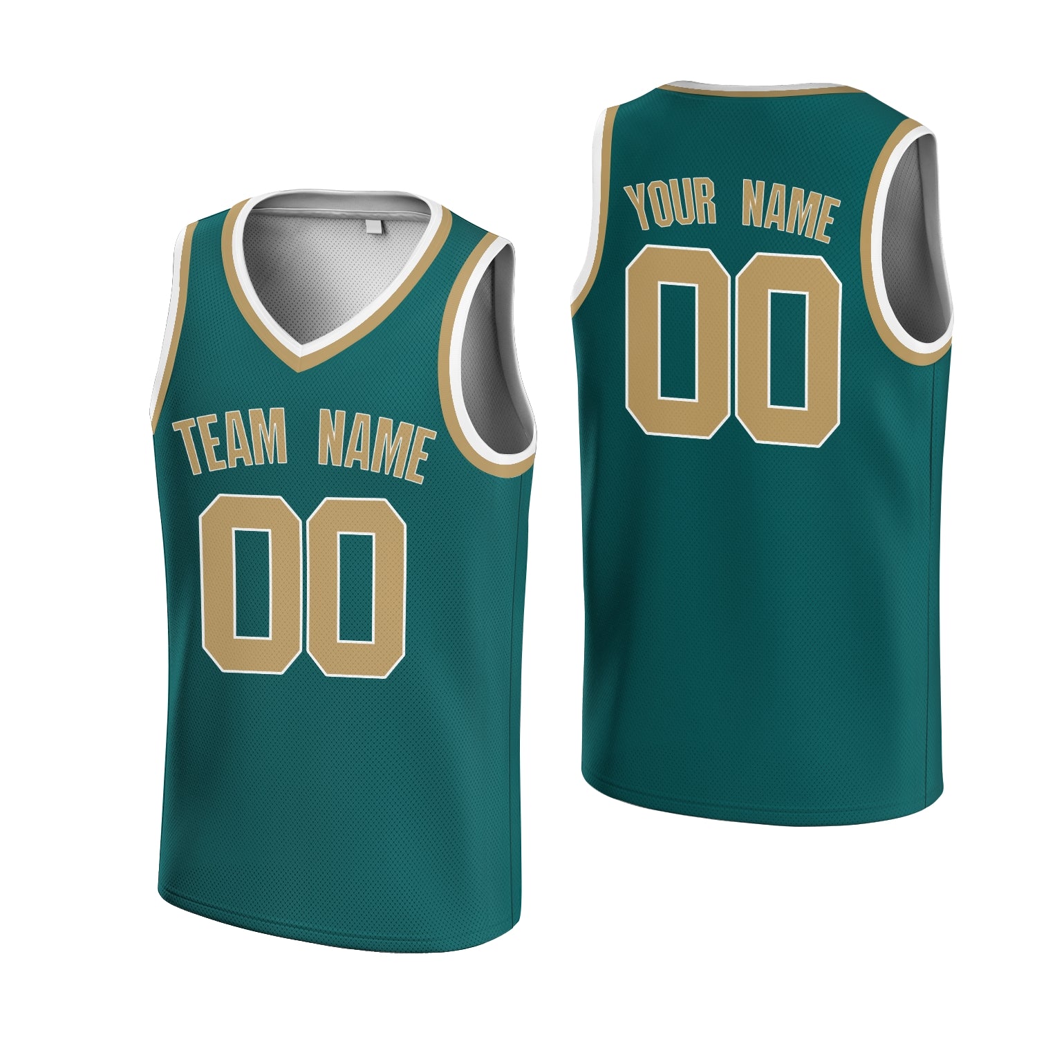 Custom  Blackish Green Yellow-White V-Neck Rib-Knit Basketball Jersey