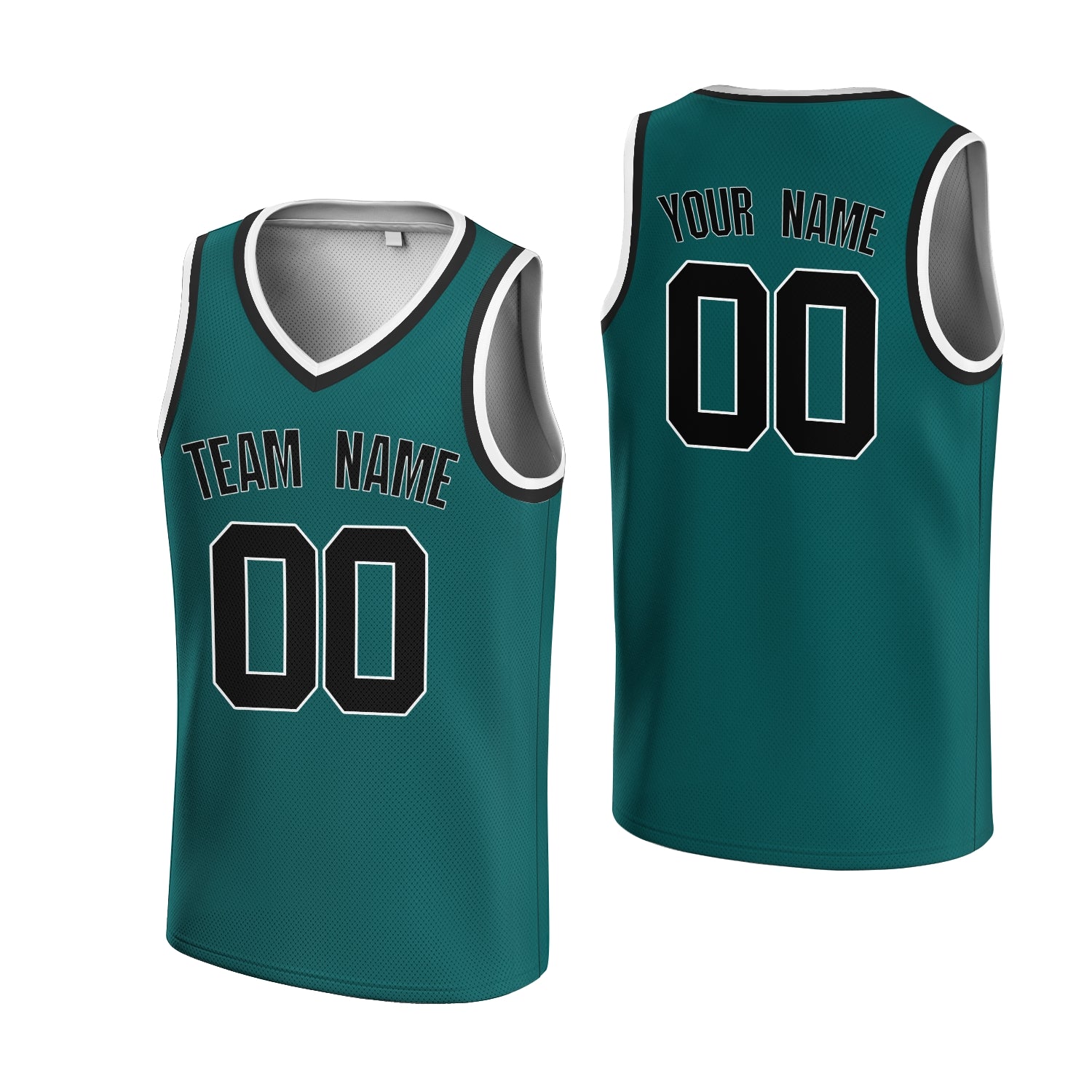 Custom  Blackish Green Yellow-White V-Neck Rib-Knit Basketball Jersey