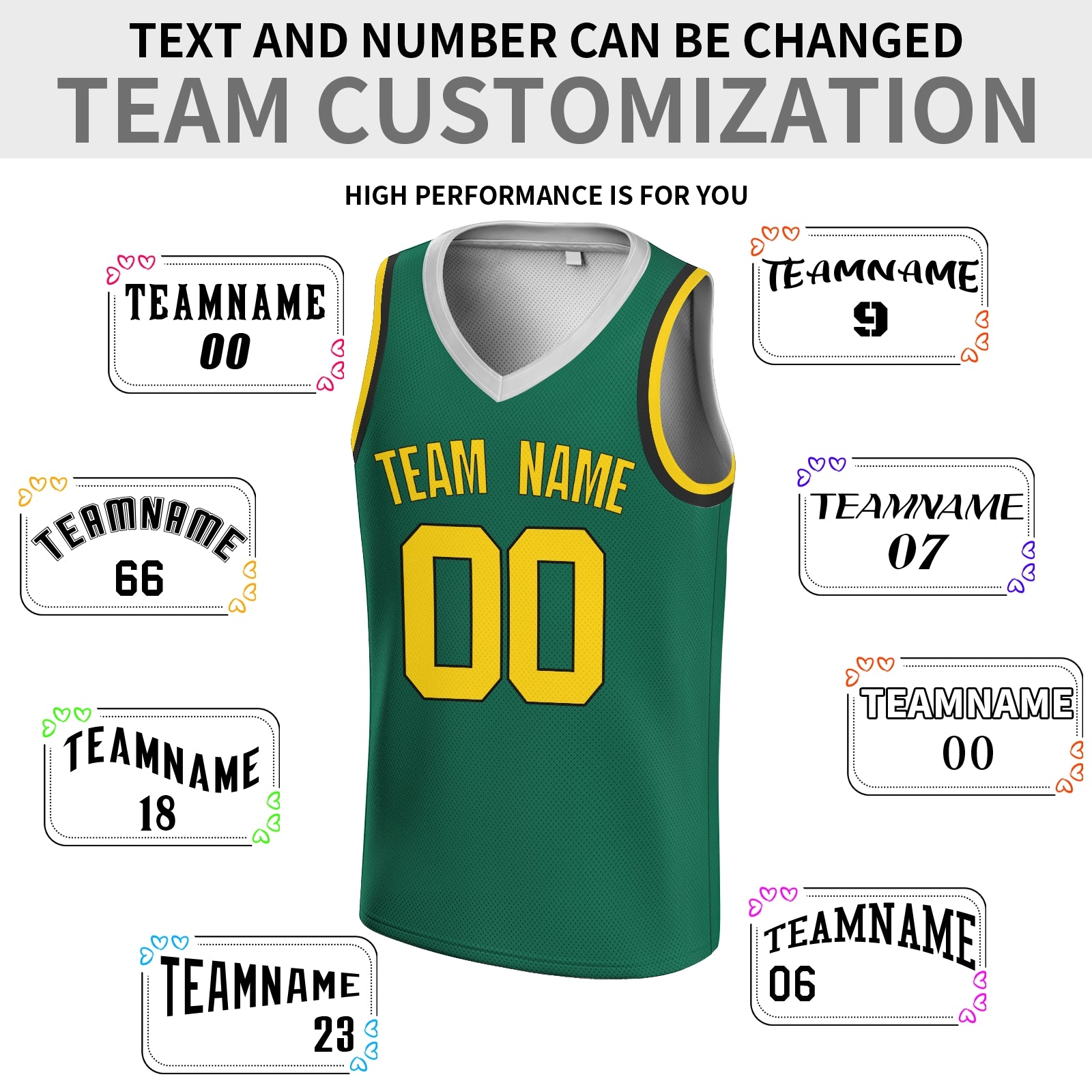 Custom  Blackish Green Yellow-White V-Neck Rib-Knit Basketball Jersey