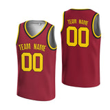 Custom Red Yellow-Black V-Neck Basketball Jersey