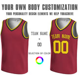 Custom Red Yellow-Black V-Neck Basketball Jersey