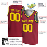 Custom Red Yellow-Black V-Neck Basketball Jersey