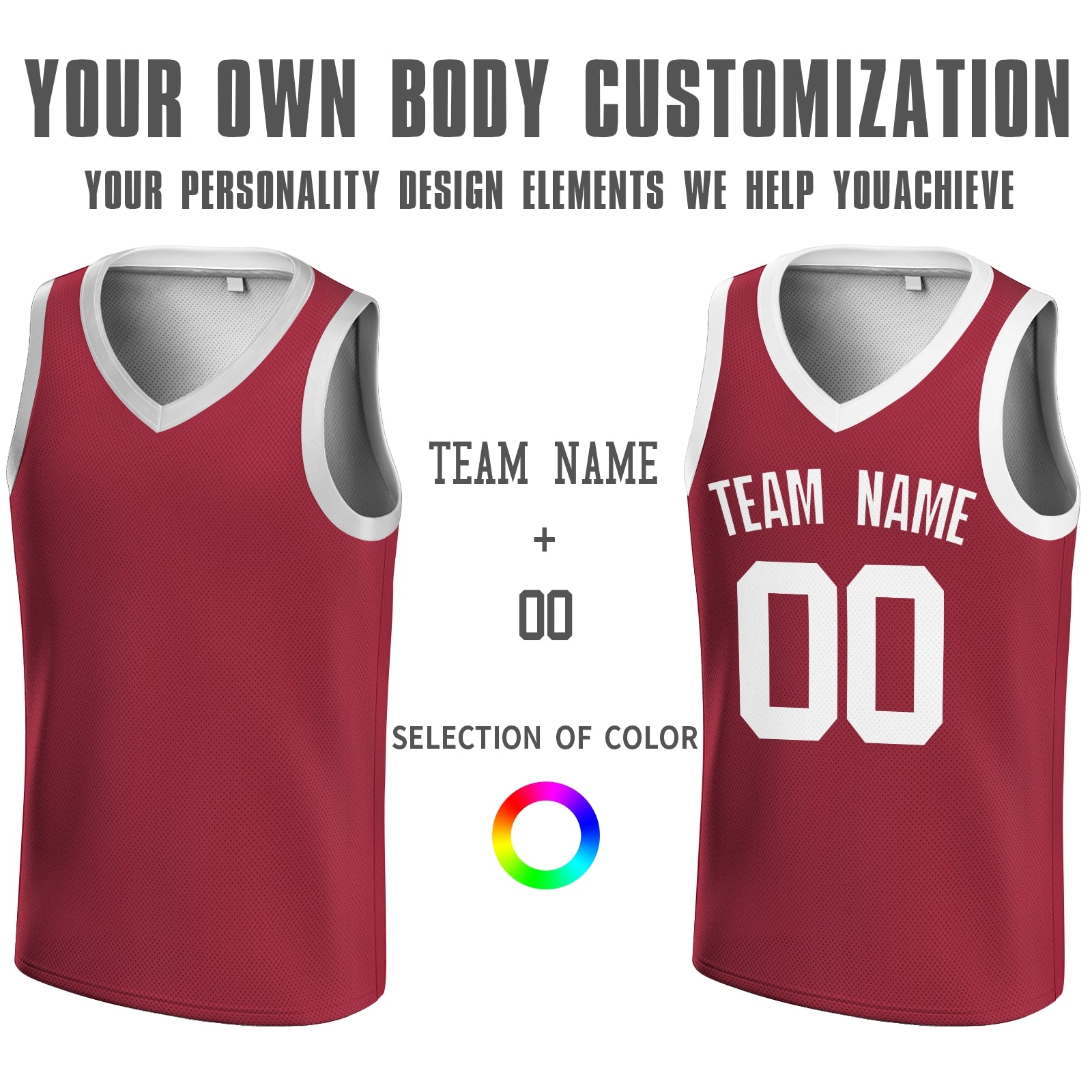 Custom Red Yellow-Black V-Neck Basketball Jersey