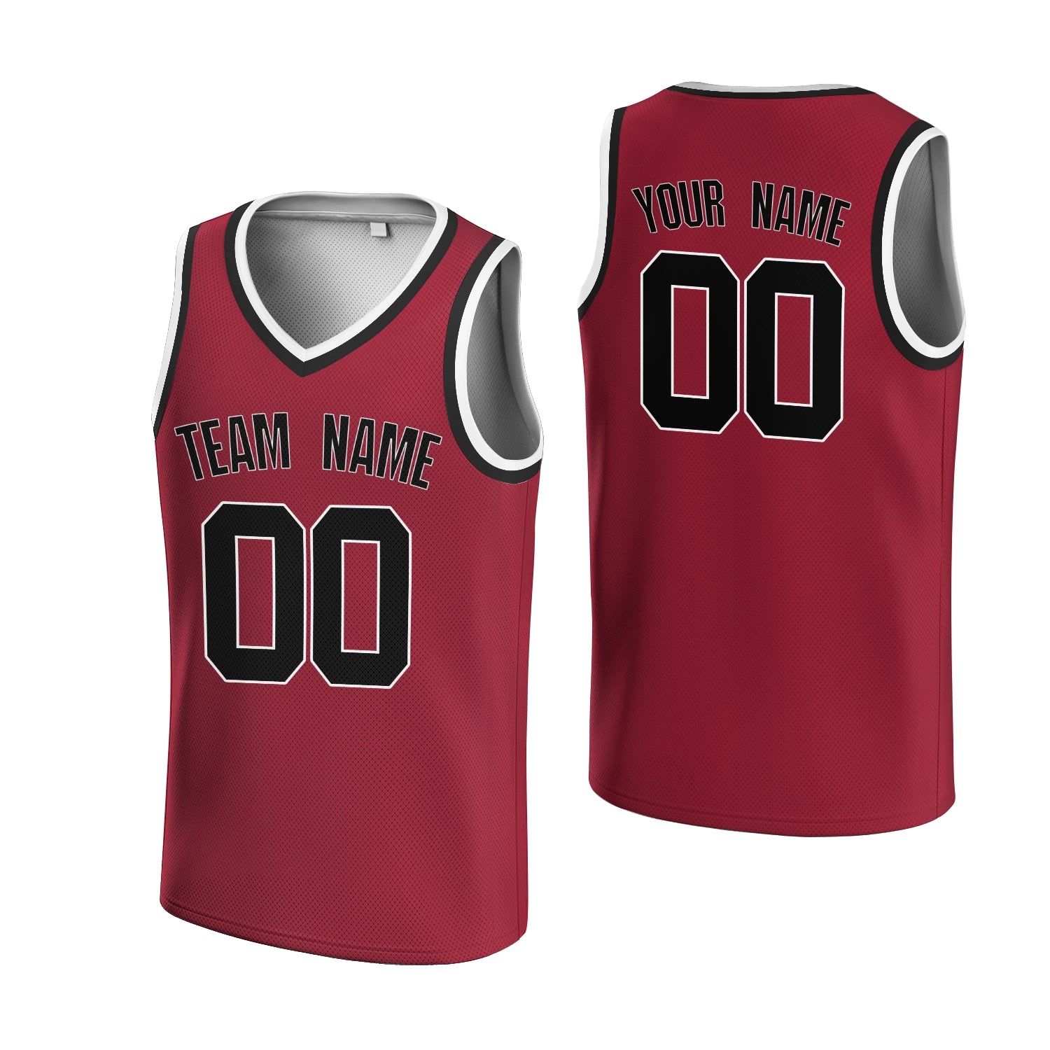 Custom Red Yellow-Black V-Neck Basketball Jersey