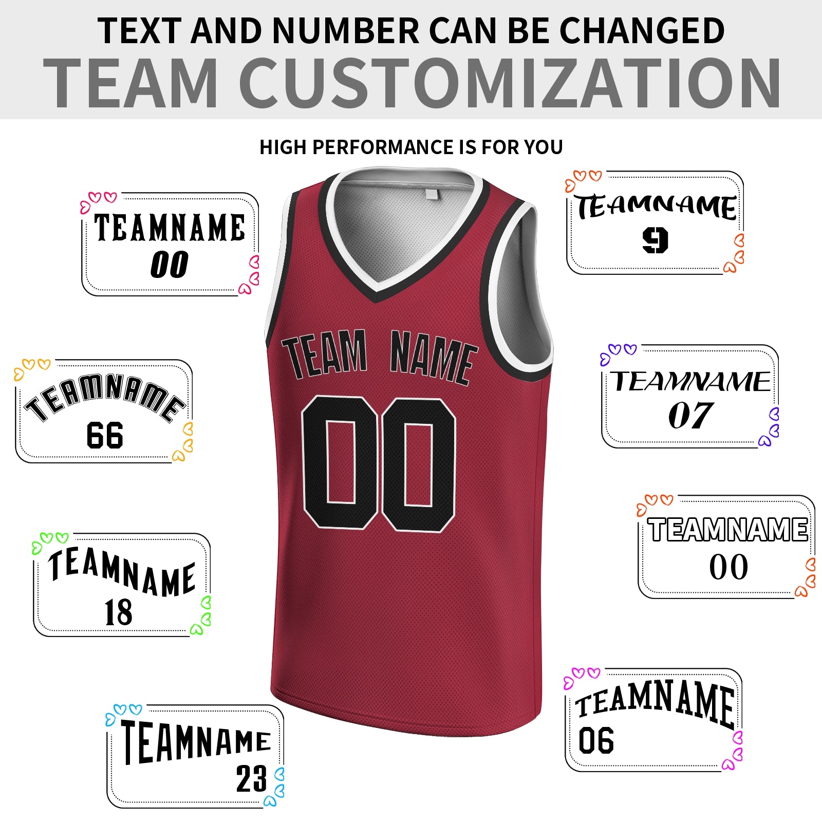 Custom Red Yellow-Black V-Neck Basketball Jersey