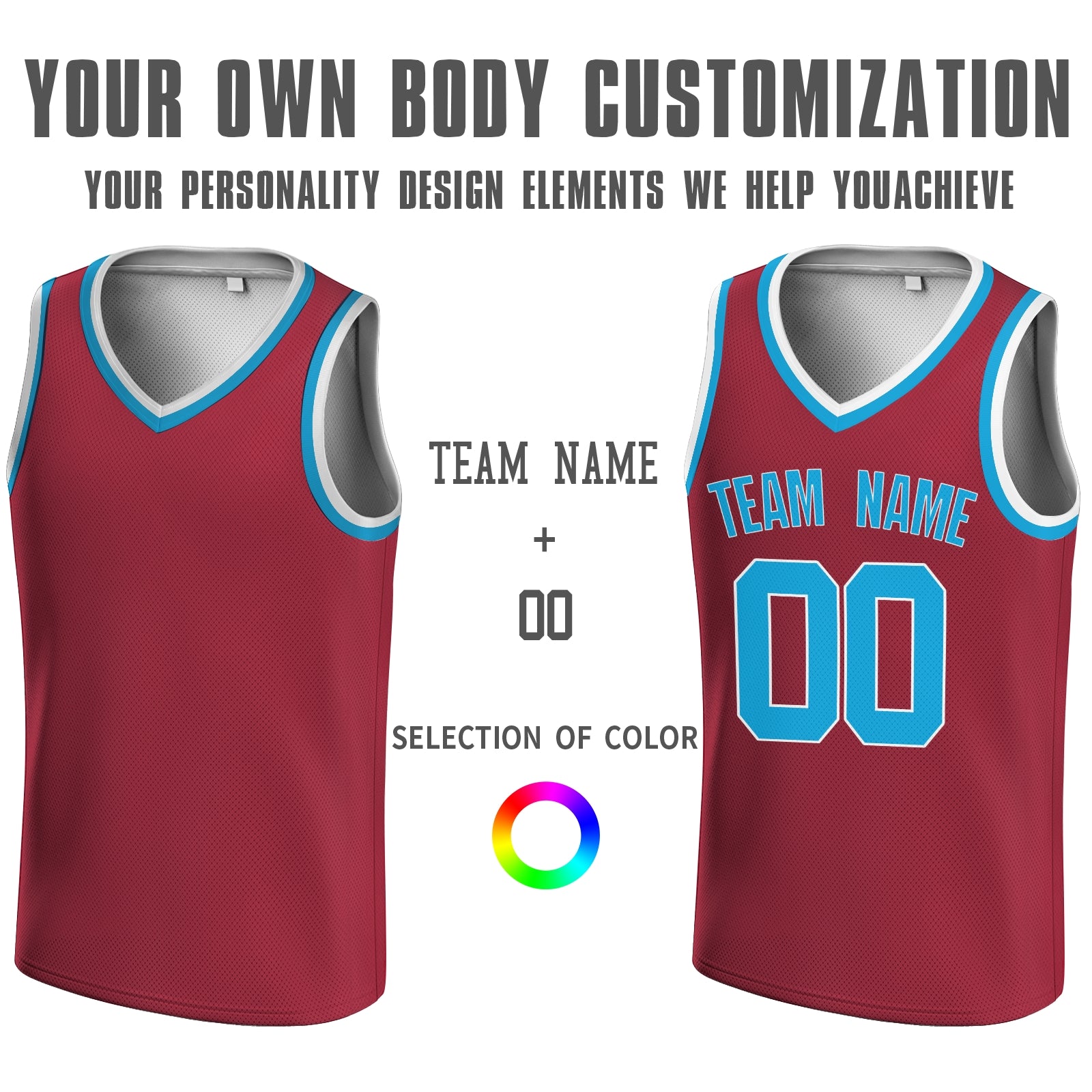 Custom Red Yellow-Black V-Neck Basketball Jersey