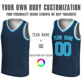 Custom Dark Blue Blue-White V-Neck Basketball Jersey