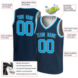 Custom Dark Blue Blue-White V-Neck Basketball Jersey