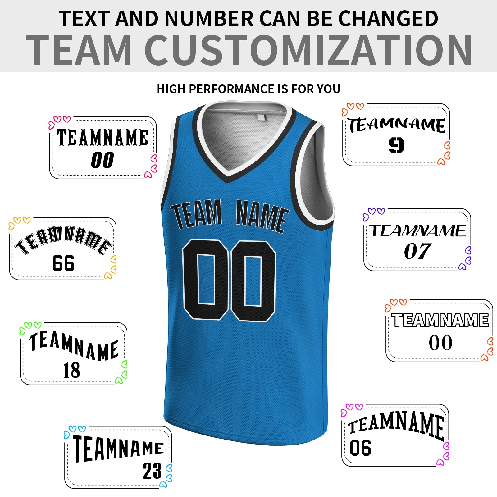 Custom Dark Blue Blue-White V-Neck Basketball Jersey