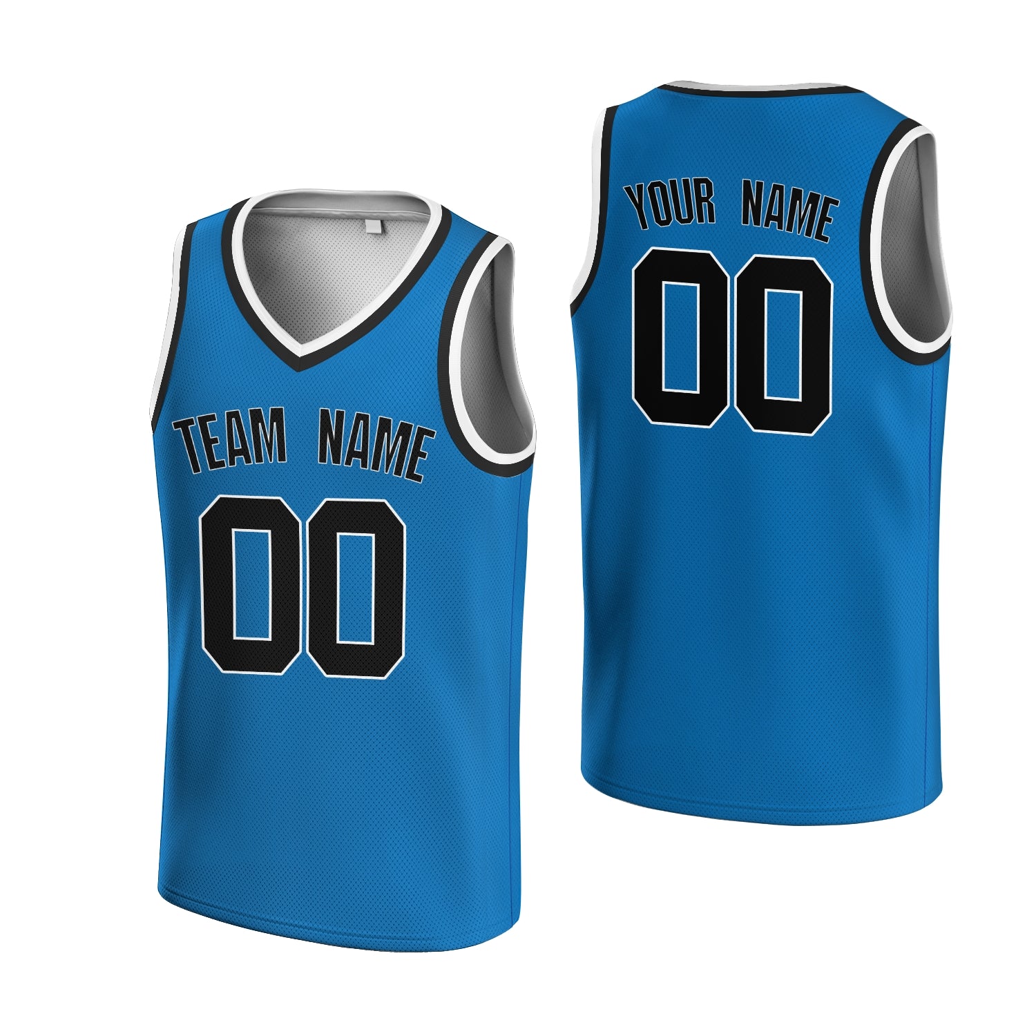 Custom Dark Blue Blue-White V-Neck Basketball Jersey