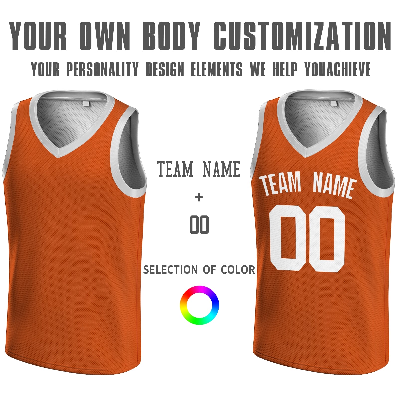 Custom Orange White Authentic V-Neck Basketball Jersey