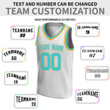 Custom White Blue-Old Gold V-Neck Rib-Knit Basketball Jersey