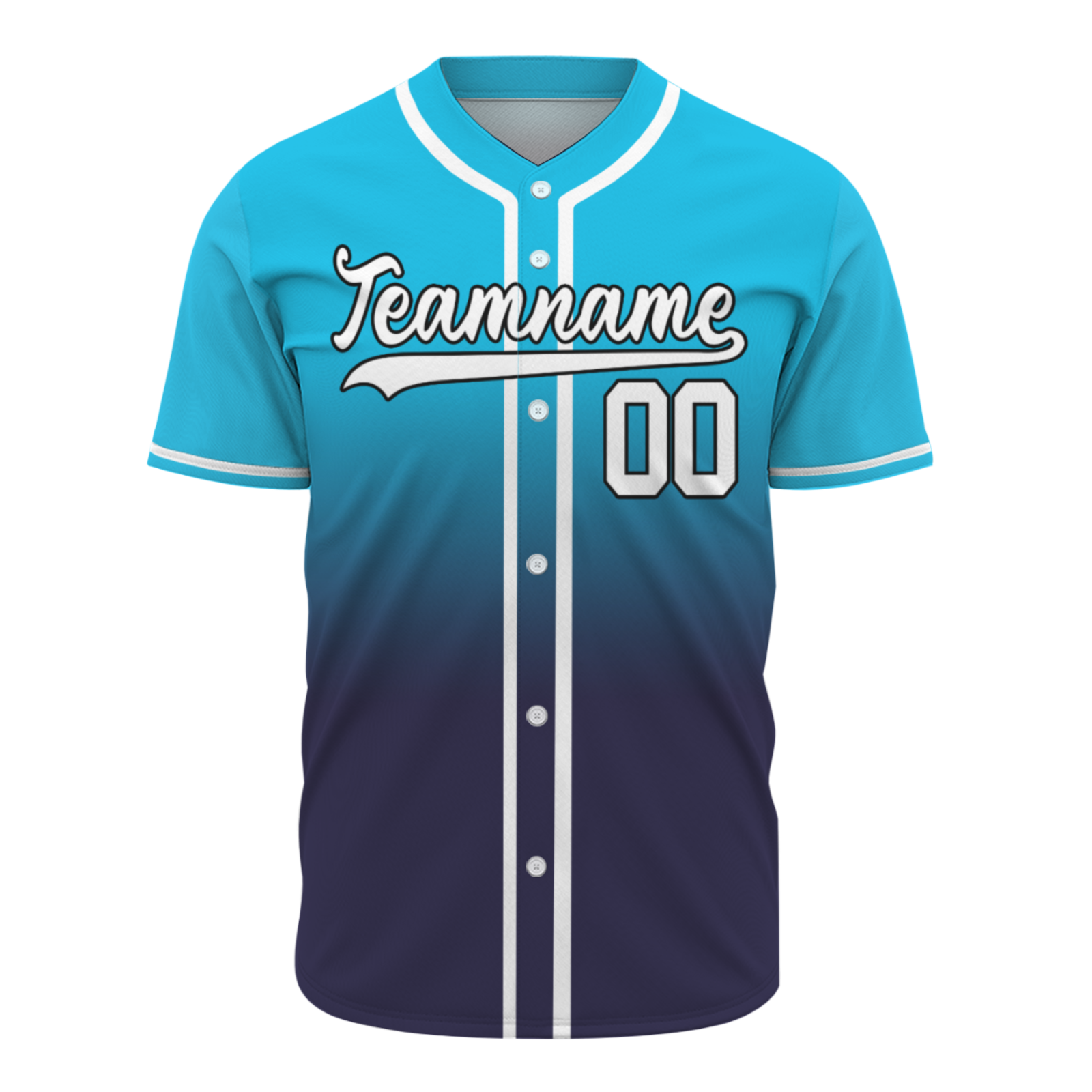 Custom Azure White-Black Authentic Fade Fashion Baseball Jersey