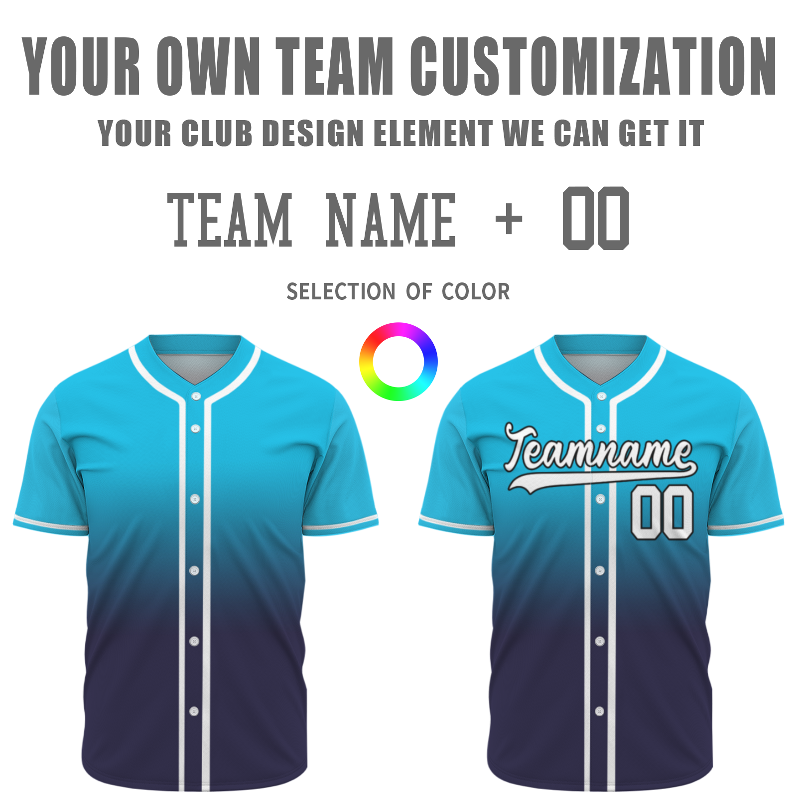 Custom Azure White-Black Authentic Fade Fashion Baseball Jersey