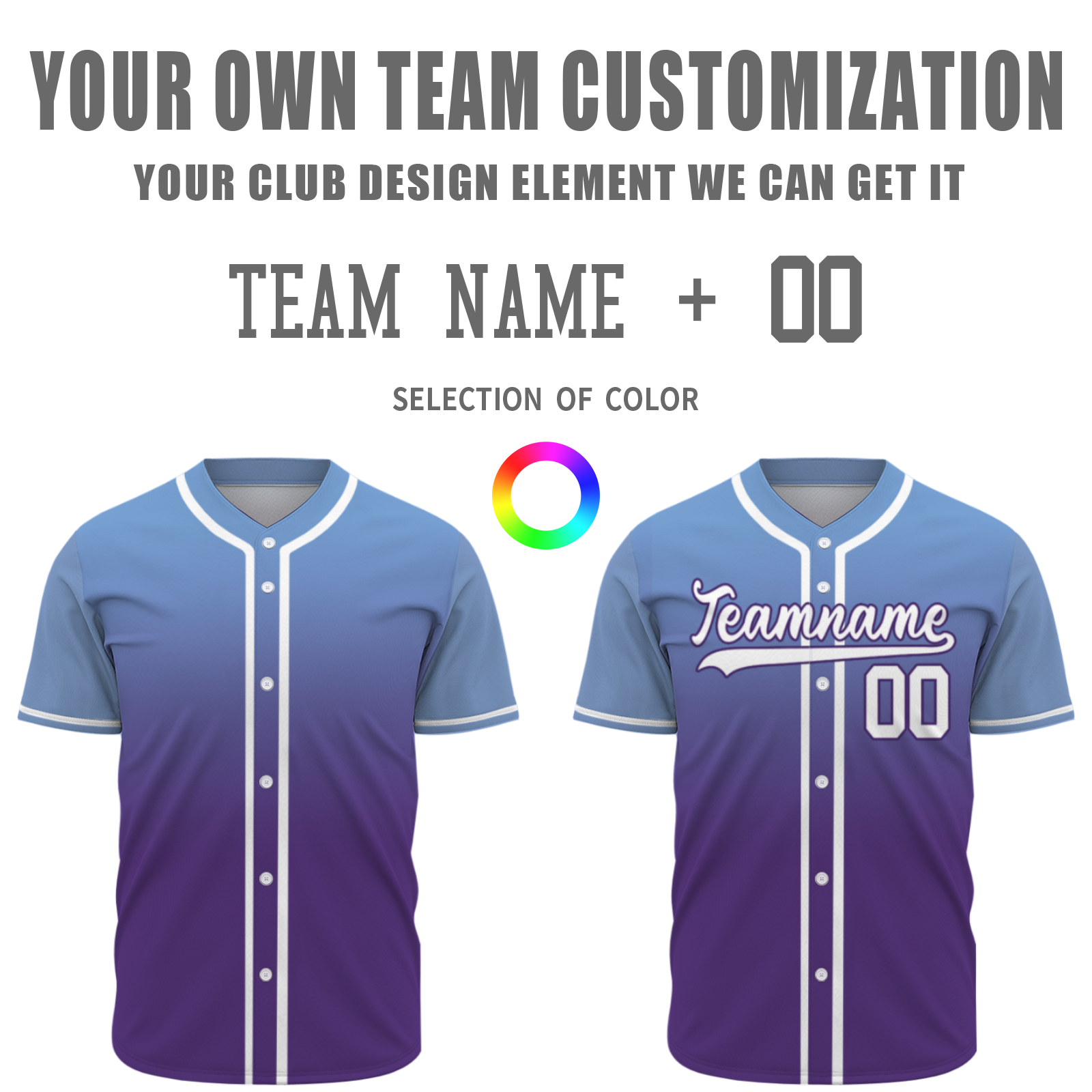 Custom Azure White-Black Authentic Fade Fashion Baseball Jersey