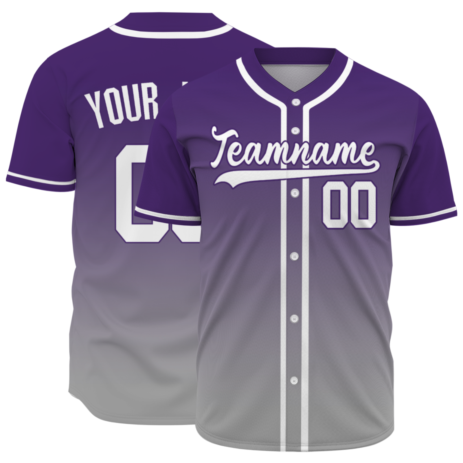 Custom Azure White-Black Authentic Fade Fashion Baseball Jersey