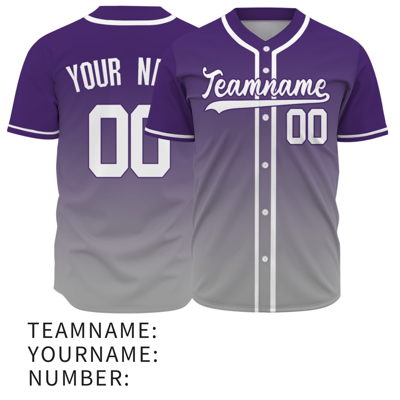 Custom Azure White-Black Authentic Fade Fashion Baseball Jersey