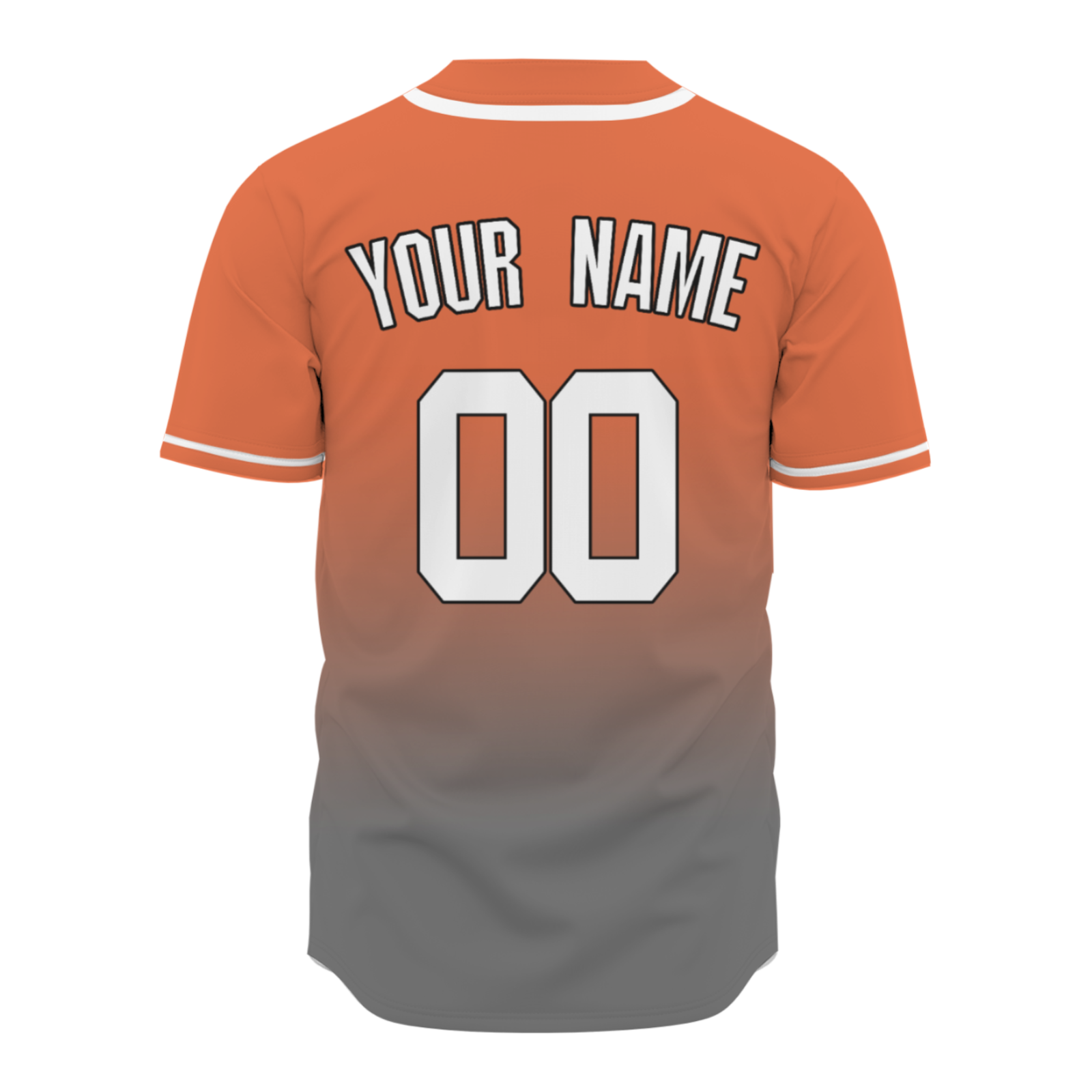 Custom Orange White-Black Authentic Fade Fashion Baseball Jersey