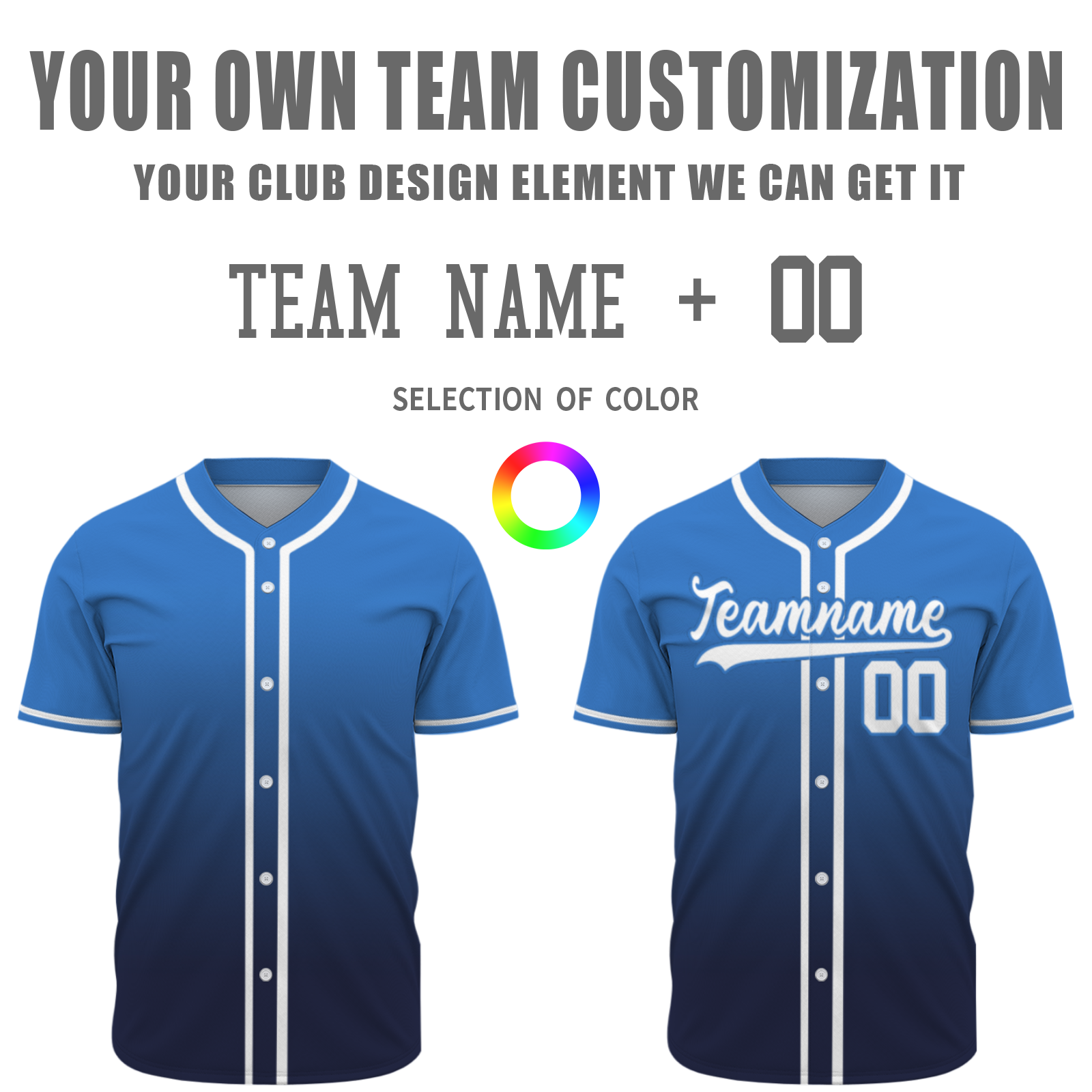 Custom Azure White-Black Authentic Fade Fashion Baseball Jersey