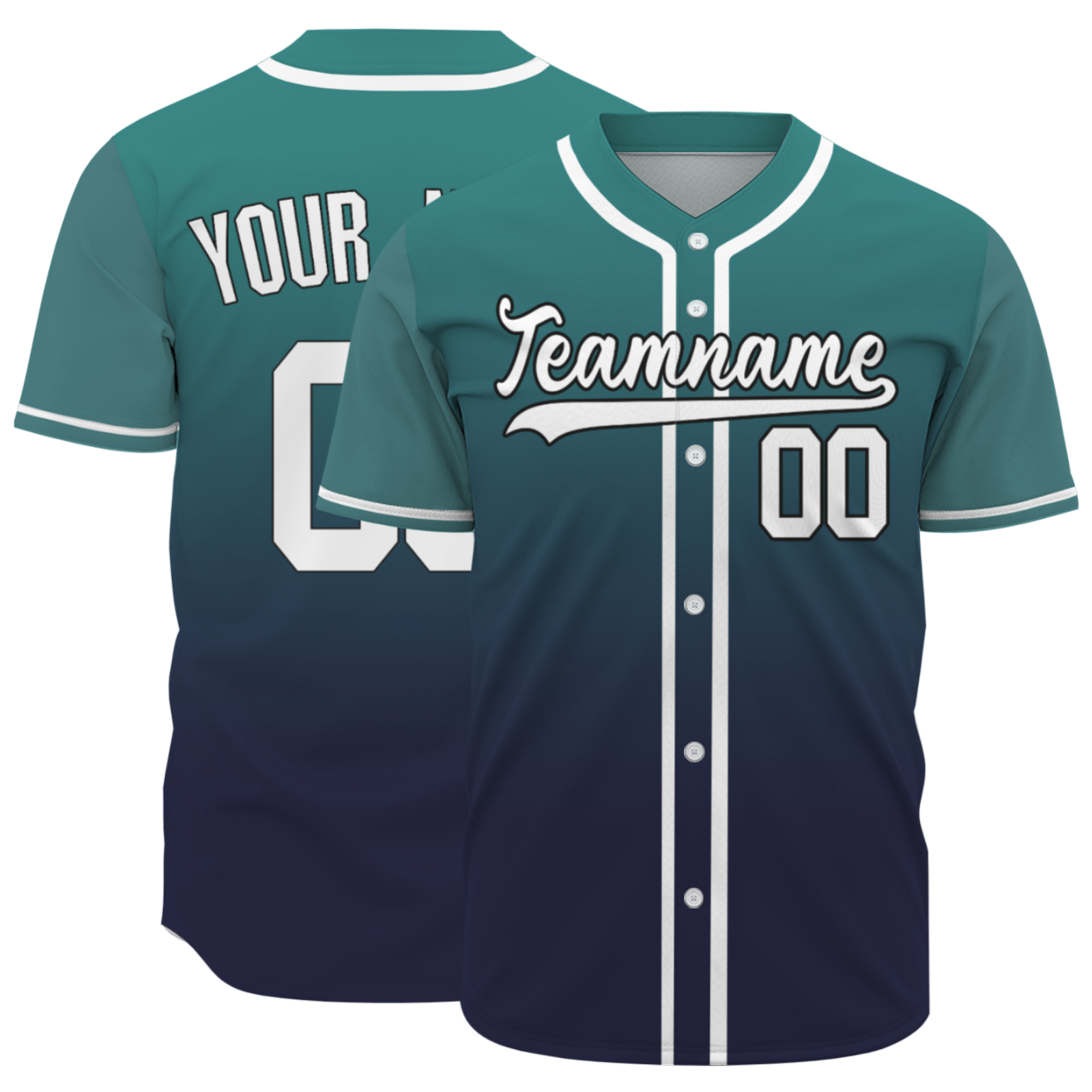 Custom Azure White-Black Authentic Fade Fashion Baseball Jersey