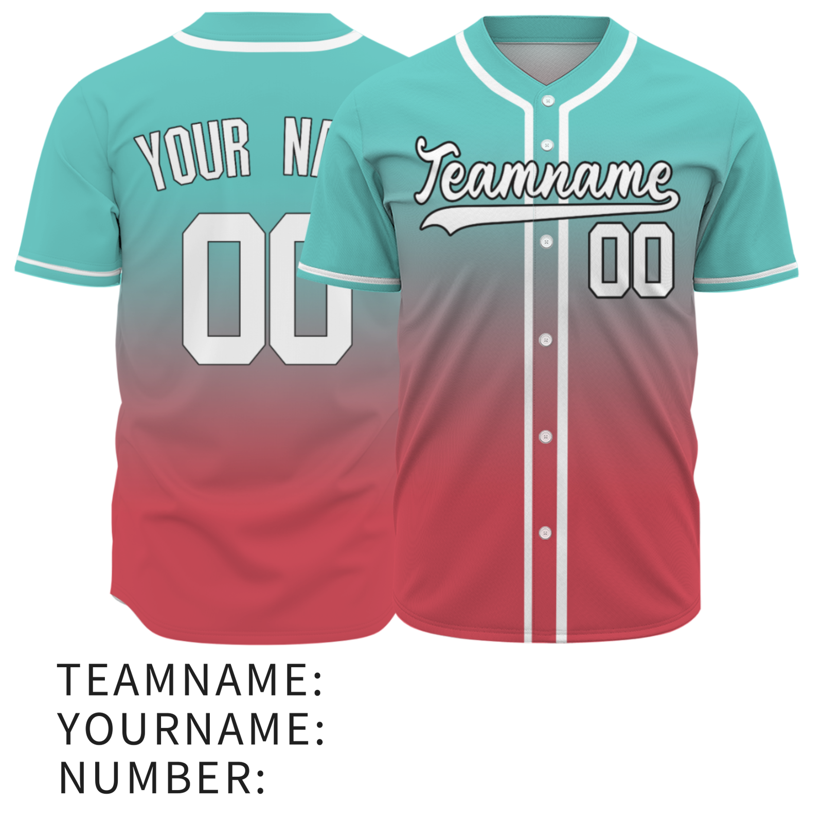 Custom Azure White-Black Authentic Fade Fashion Baseball Jersey