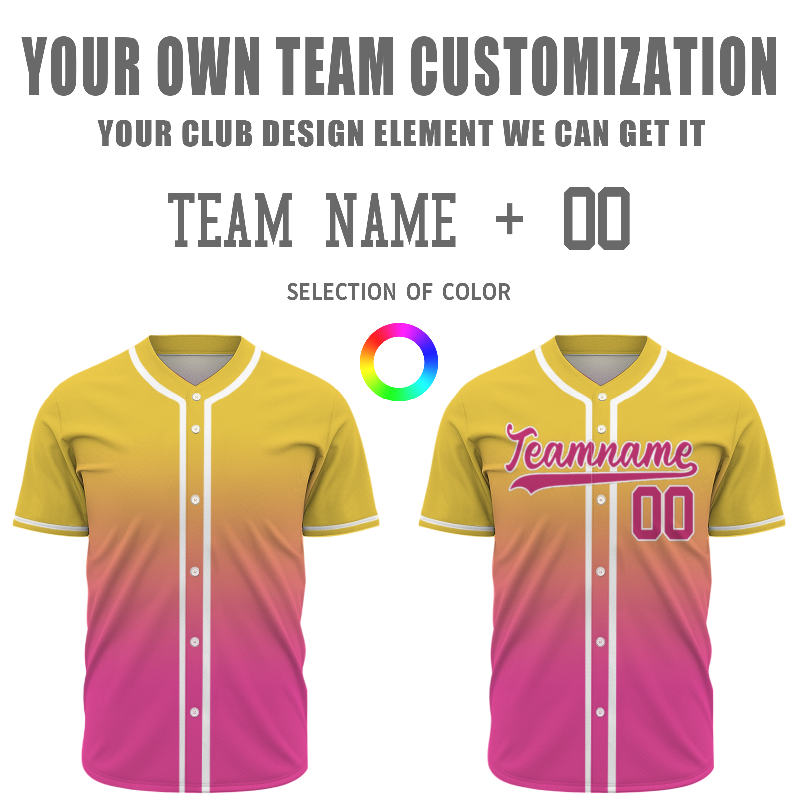 Custom Apricot Yellow Cerise-White Authentic Fade Fashion Baseball Jersey