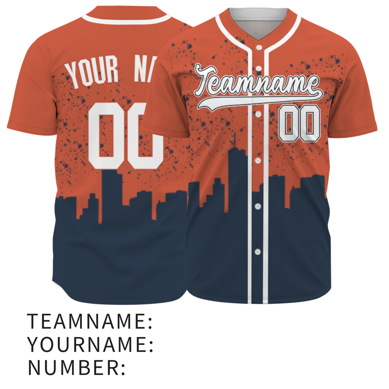 Custom Black Orange-White Authentic City's Reflection Baseball Jersey