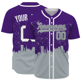 Custom Dark Purple Gray-White Authentic City's Reflection Baseball Jersey