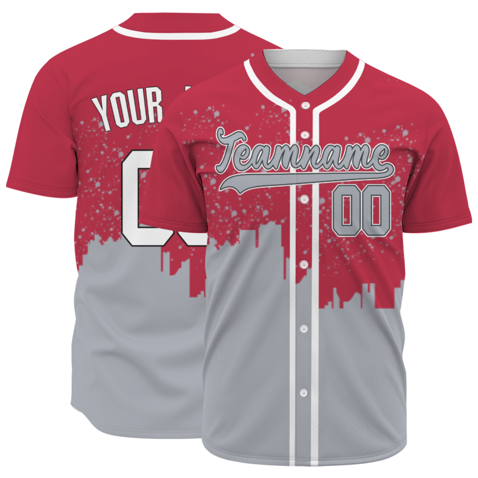 Custom Red Gray-White Authentic City's Reflection Baseball Jersey