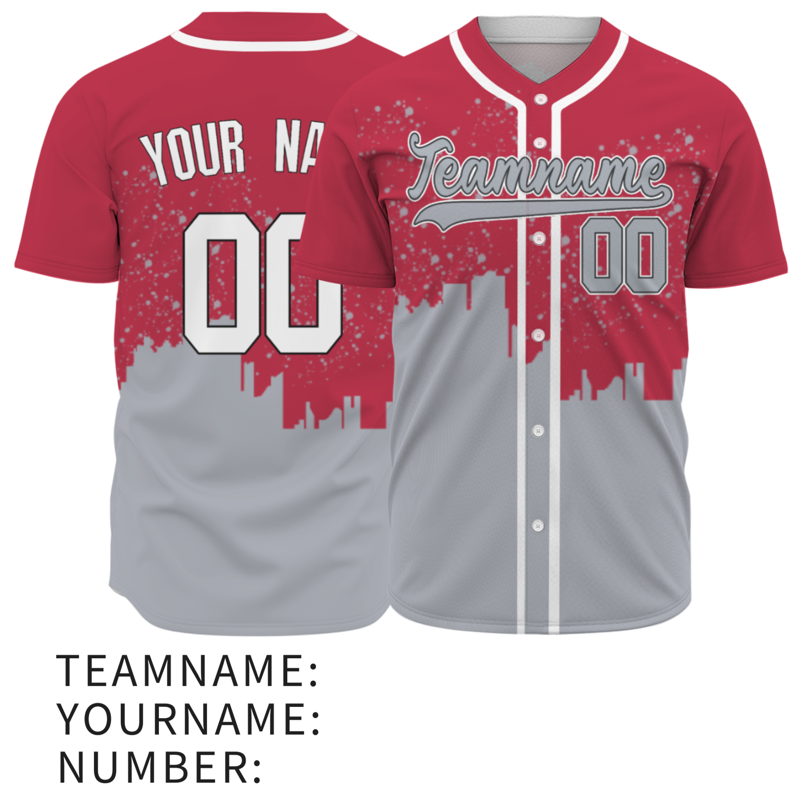 Custom Red Gray-White Authentic City's Reflection Baseball Jersey