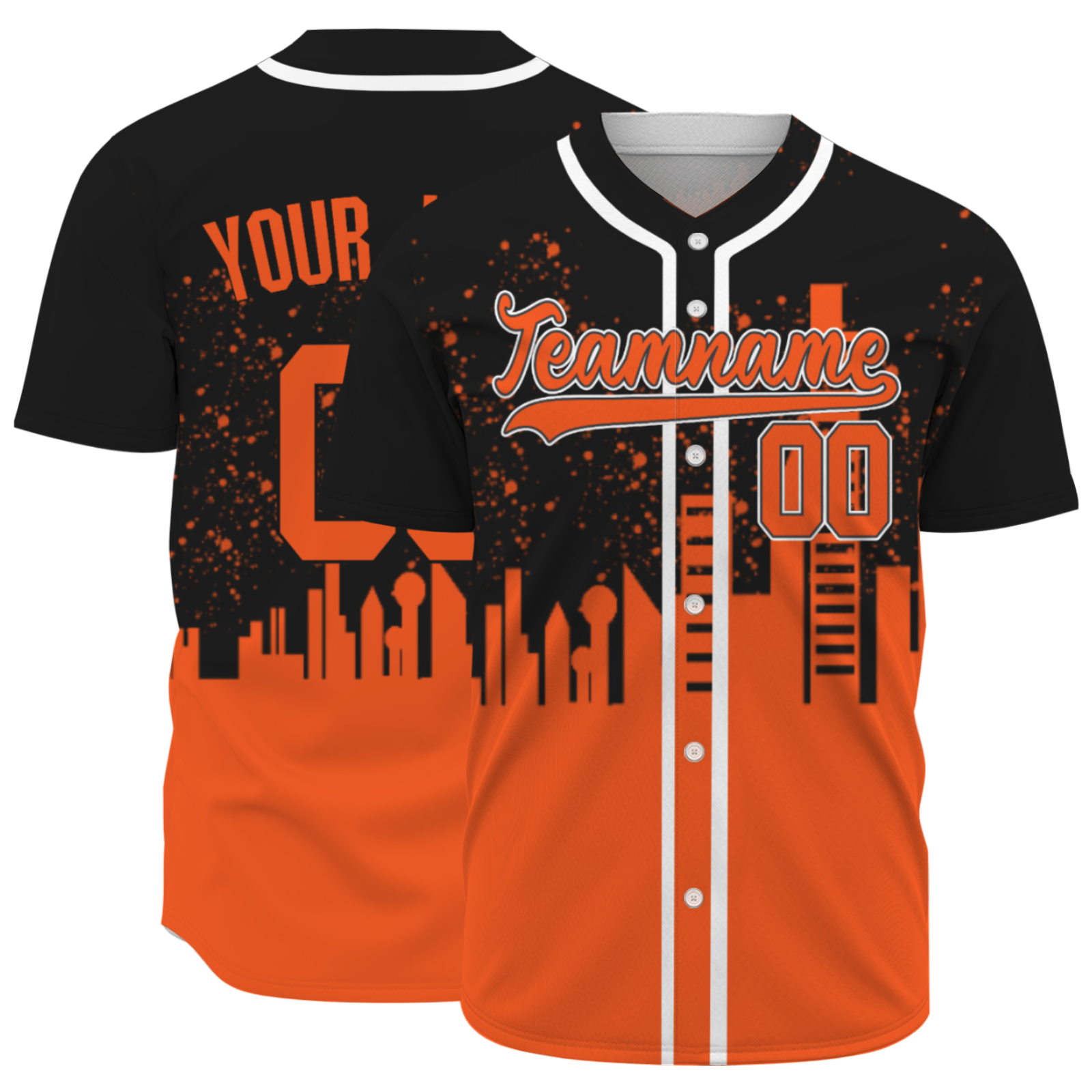 Custom Black Orange-White Authentic City's Reflection Baseball Jersey